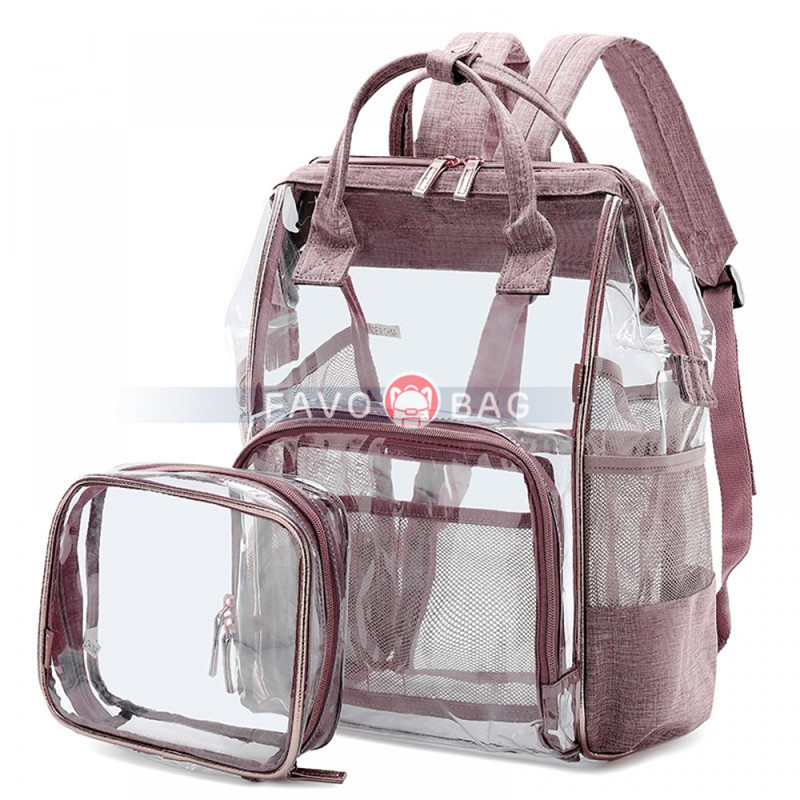 Clear Diaper Bag Backpack Set Transparent Baby Care Nappy Bag for Mum Outdoor Travel Bag
