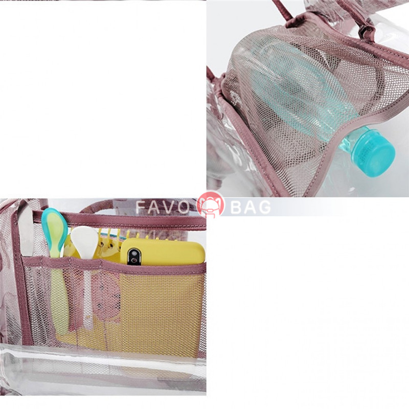 Clear Diaper Bag Backpack Set Transparent Baby Care Nappy Bag for Mum Outdoor Travel Bag