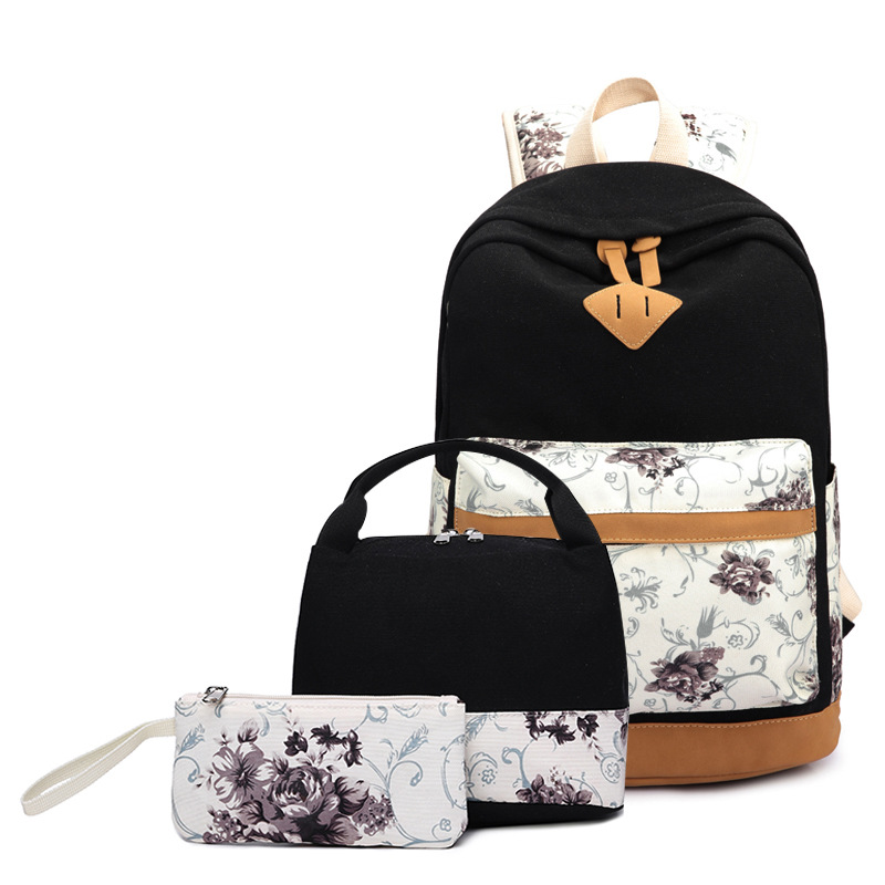 Lightweight Canvas Girls Bookbags for School Teen Girls Backpacks With Lunch Bag