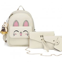 Women Cat Backpacks Set for Cartoon Rabbit Small Purse Shoulder Bags