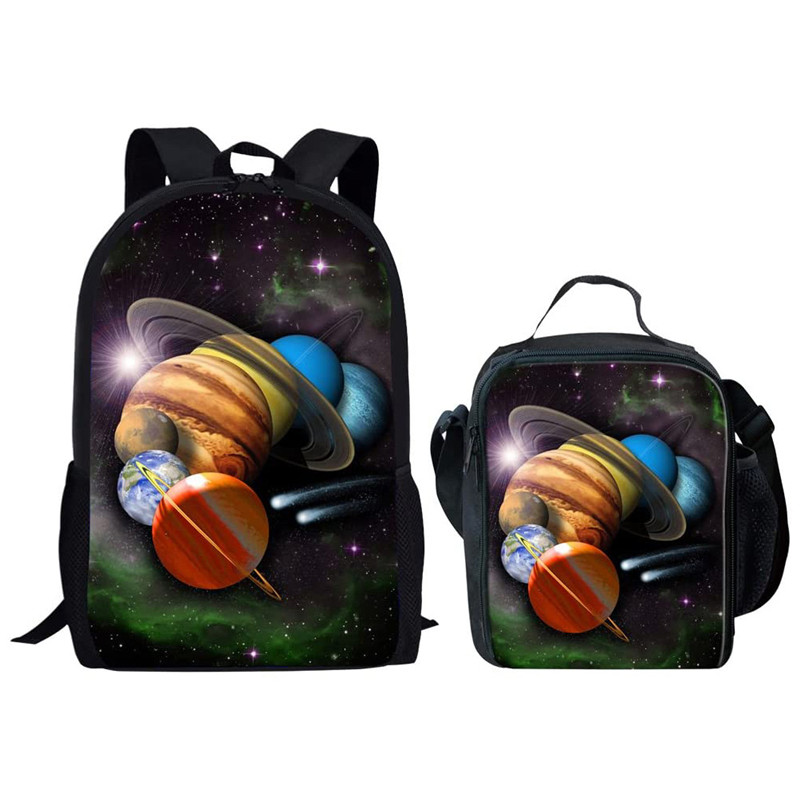 Space Pattern Boys School Backpack Lunch Bag Set 