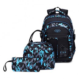 School Backpack For Boys Cool Camouflage Bookbags With Lunch Box Pencil Case 3Pcs For Middle School