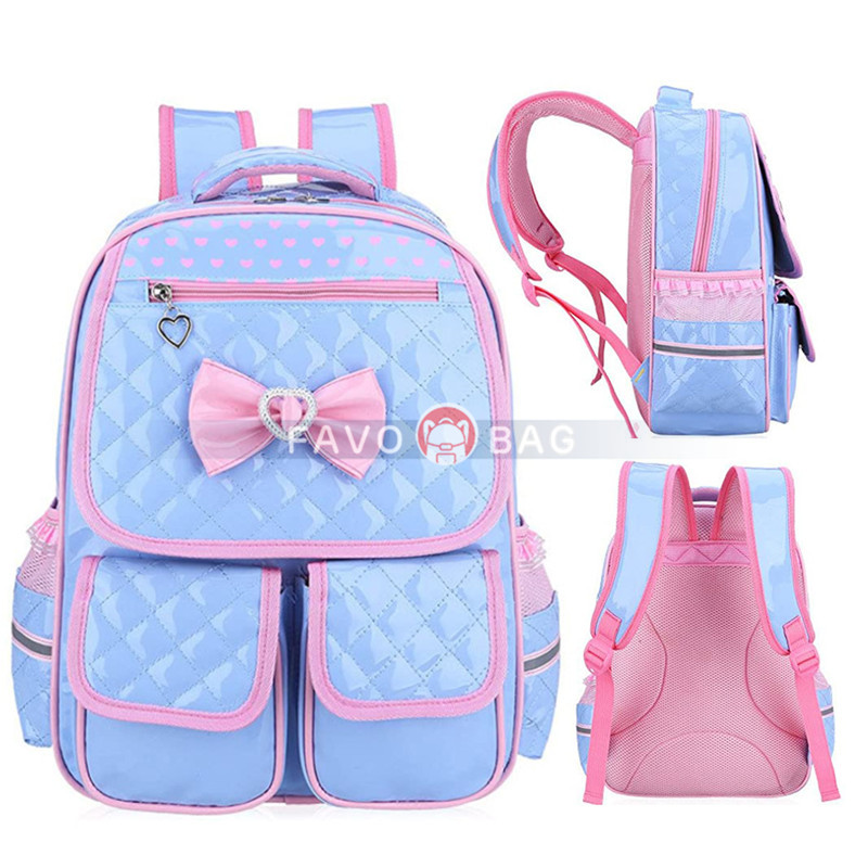 Reflective Girls Cute School Backpack Pu Leather Kids Bookbag Satchel
