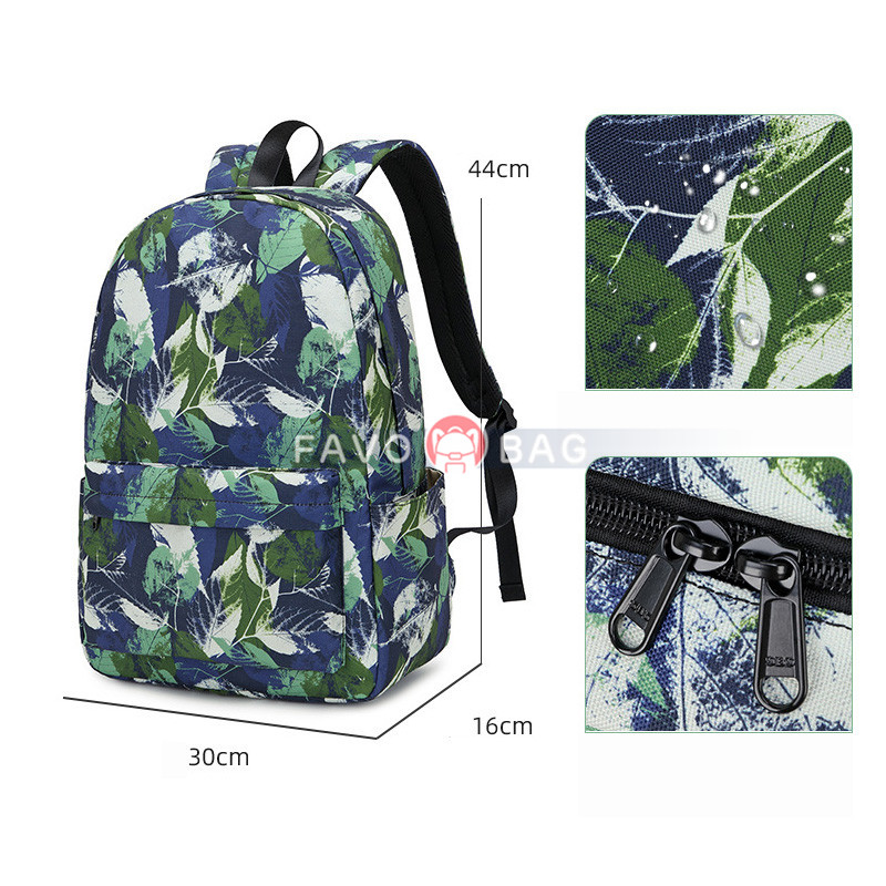 3Pcs Leaves Backpack Set With Lunch Box Pencil Case School Book Bag