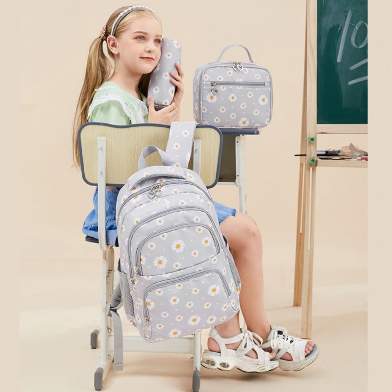 Daisy Bookbag School Backpack For Girls Large Capacity Kids Bags Wth Lunch Bag