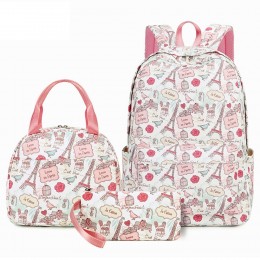 Top Level Cute Summer Backpack Set Cartoon 3 Pieces School Bag Lightweight Bookbag 