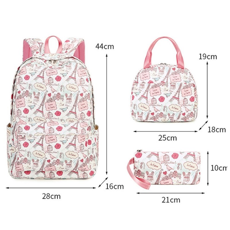 Top Level Cute Summer Backpack Set Cartoon 3 Pieces School Bag Lightweight Bookbag 