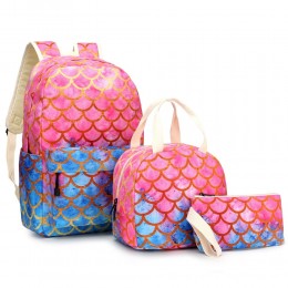 3 in 1 Mermaid Backpack Set with Lunch Box Fun Animal Printing Pencil Case