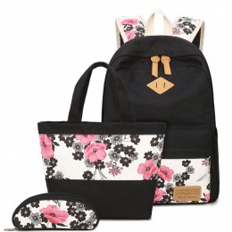 Floral Printed School Backpack Sets with Lunch Bag and Pencil Case