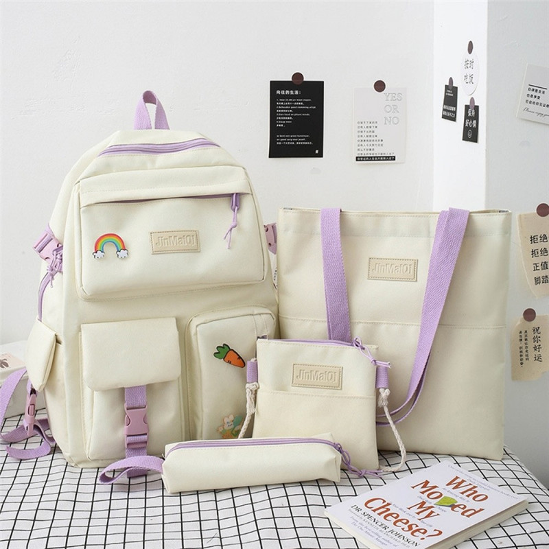 4 Pieces Backpack For School Girls Durable And Cute Bookbag