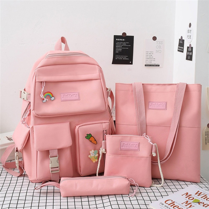 4 Pieces Backpack For School Girls Durable And Cute Bookbag