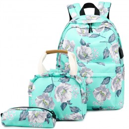 Teenagers Backpacks Girls 3 Pcs Bags Sets Nylon Middle School Student Girl Bookbag College Women Backpacks Casual Lady Packsack