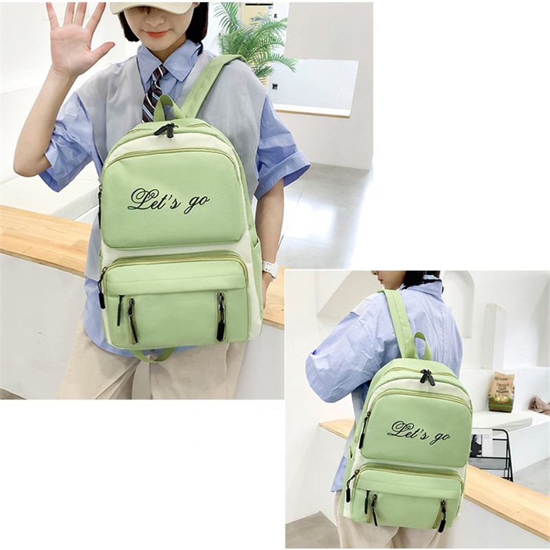 Canvas Women Backpack 4 Pcs Sets School Backpacks Book Bags For Teenager Girls 2021
