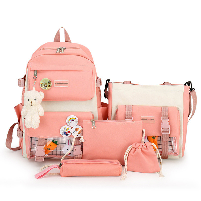 4 Piece Set Cute Women Backpack Sets Kawaii School Bags For Teenager Girls High Capacity School Backpack