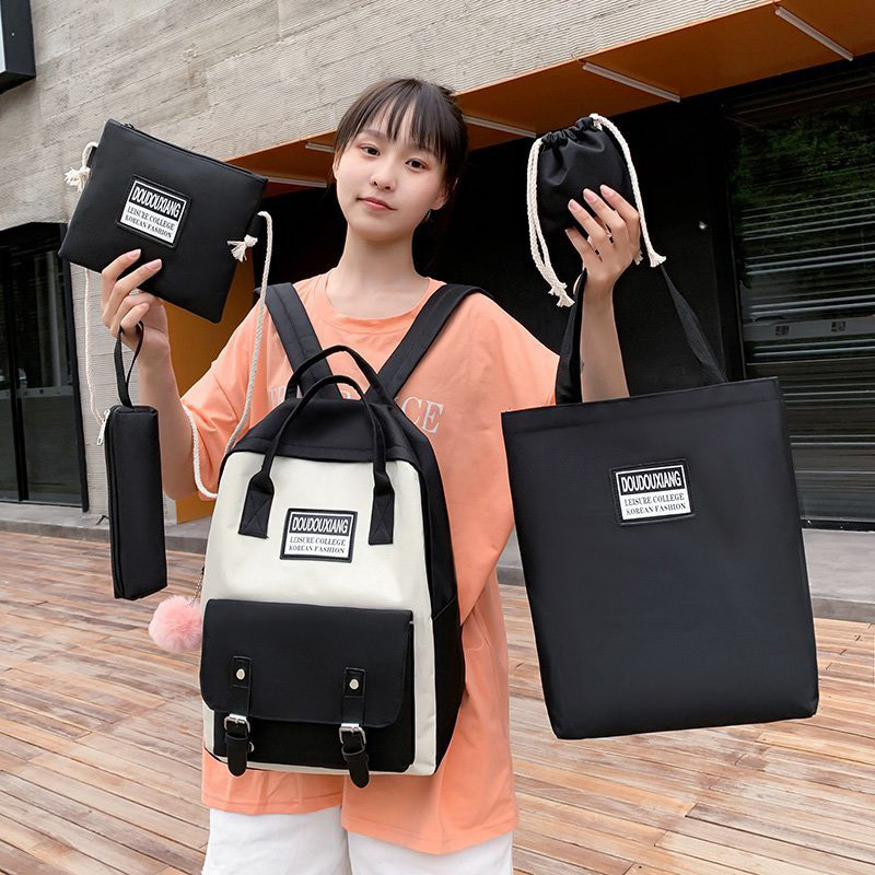 5 Pcs Sets Canvas School Bags For Teenage Girls Women New Trend Female Backpack Nylon Women Backpack Child Student Shoulder Bag
