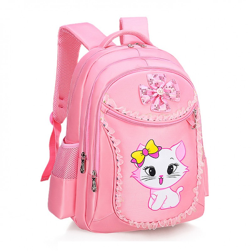 3 Pieces Pink Cat Children Backpack School Bags For Girls Cartoon Kid Backpack Kitty Printing Bookbag