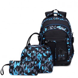 New three-piece Bag Middle School Student Backpack Camouflage Printing Schoolbag