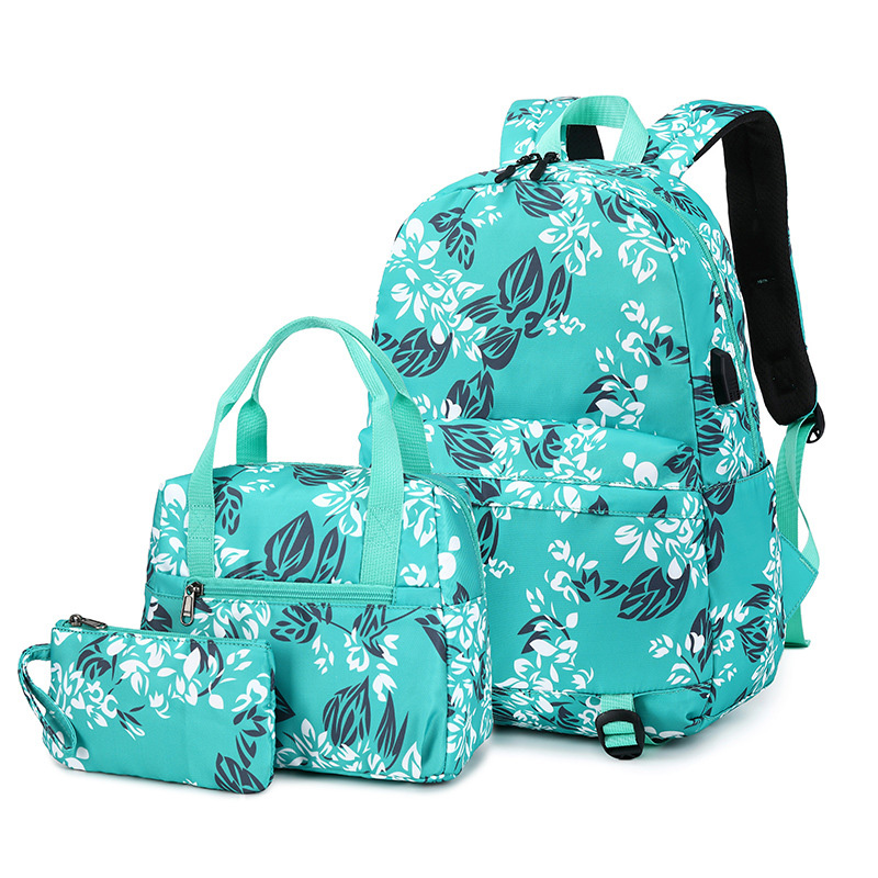 New USB Backpack Small Fresh Junior High School Student Schoolbag Waterproof Printing