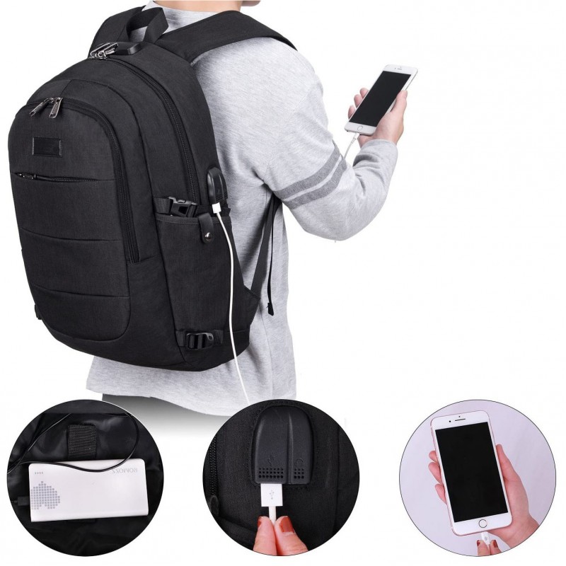 Travel Laptop Backpack Water Resistant Anti-Theft Bag With Usb Charging Port