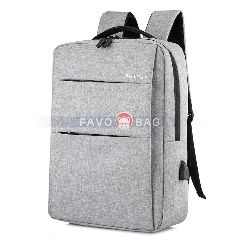 Gray Laptop College Business Travel Backpack Water Resistant Computer Backpack With Usb Charging Port
