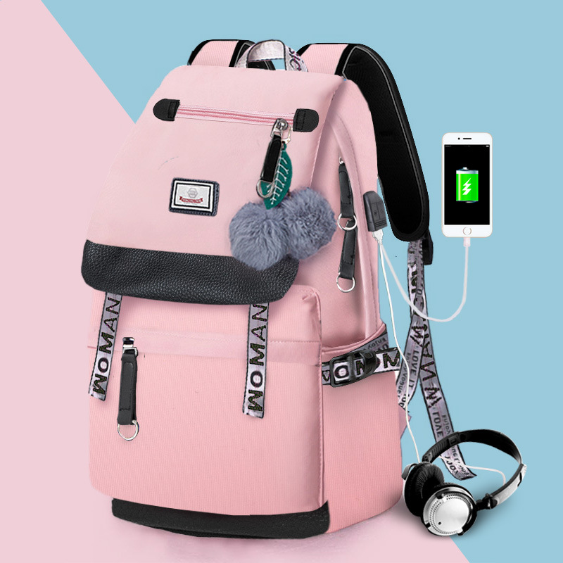 Pink Backpack For Girls Kids Schoolbag Children Bookbag Women Casual Daypack