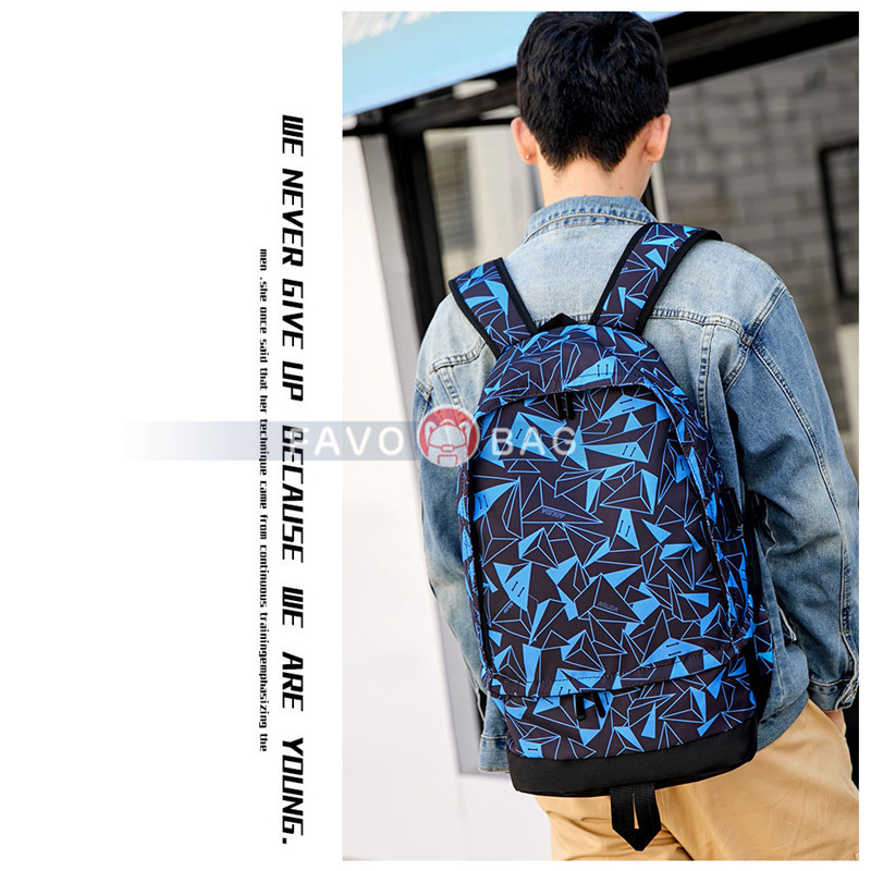 Blue Large Capacity School Oxford Backpack For Boys Hiking Sports Backpack