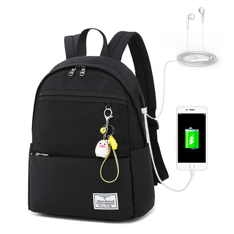 Blue Girls' Casual Oversized Backpack With Usb Charging Port