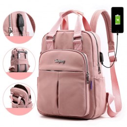 Pink Mini Girls Backpack Laptop Travel Bag Handbag With Usb Charging Port