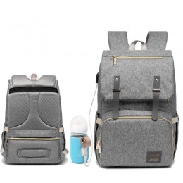 Grey Laptop Vintage College Backpack Travel Laptop Bookbags With Usb Charging Port