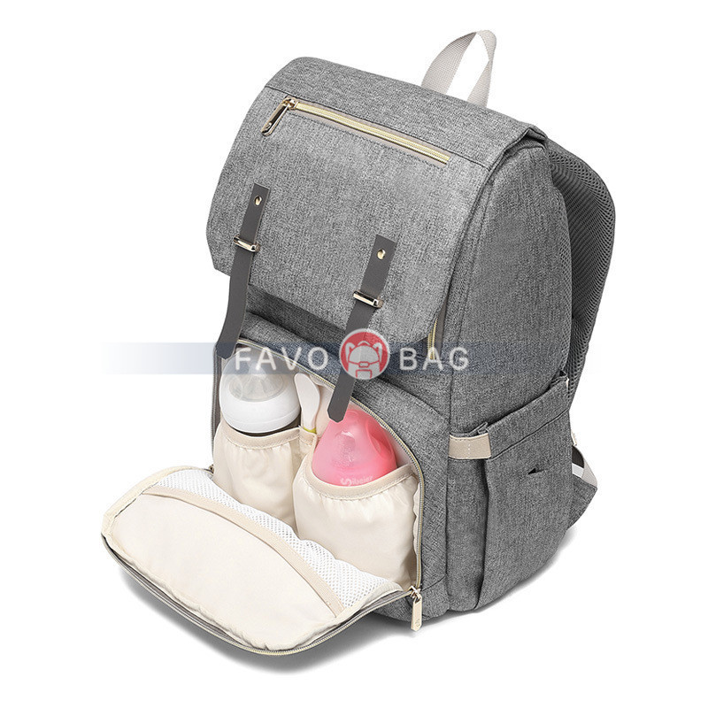 Grey Laptop Vintage College Backpack Travel Laptop Bookbags With Usb Charging Port