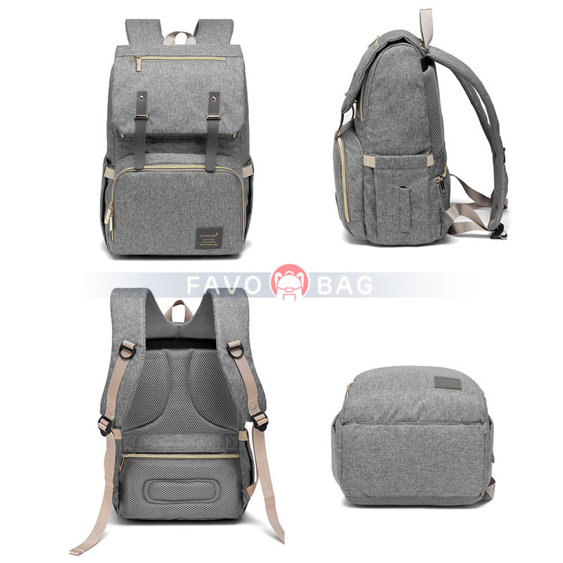 Grey Laptop Vintage College Backpack Travel Laptop Bookbags With Usb Charging Port