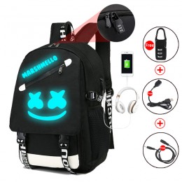 Black Smile Backpack With Usb Charging Port Safety Lock Dj Music Laptop Backpack Large