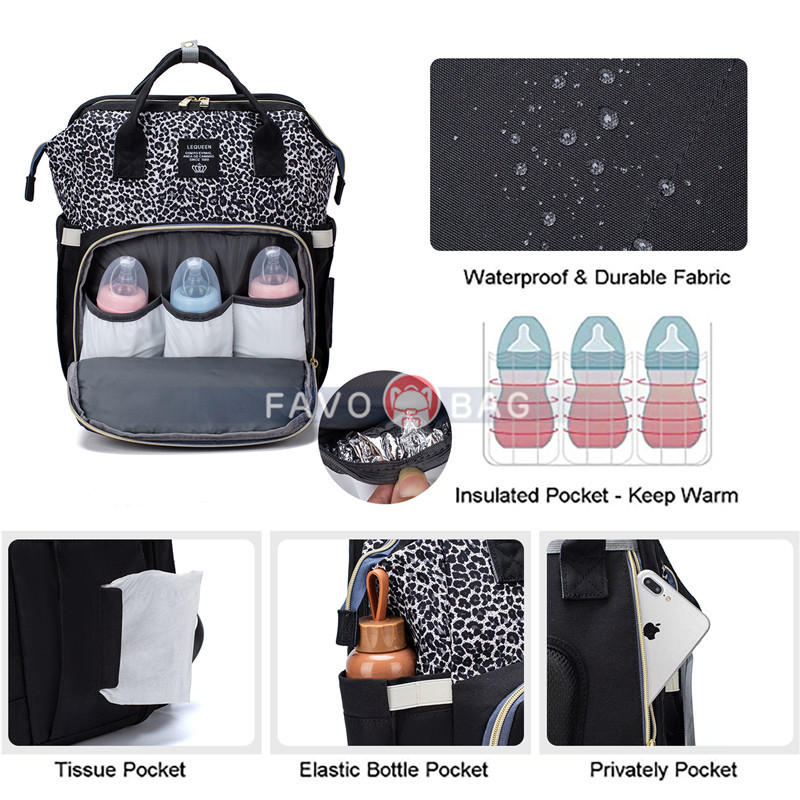 3 in 1 Diaper Bag Backpack with Changing Station Baby Bag Portable Mummy Bag with USB Charging Port
