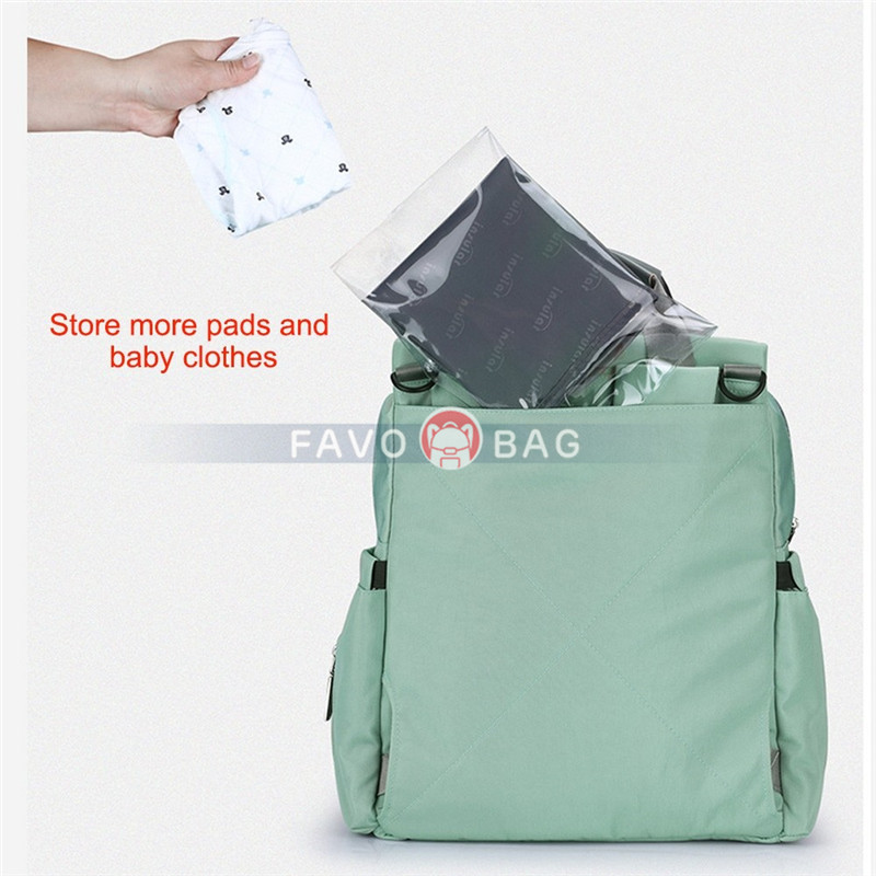 Fashion Green Diaper Bag Candy Color Outdoor Waterproof Backpack Handbag