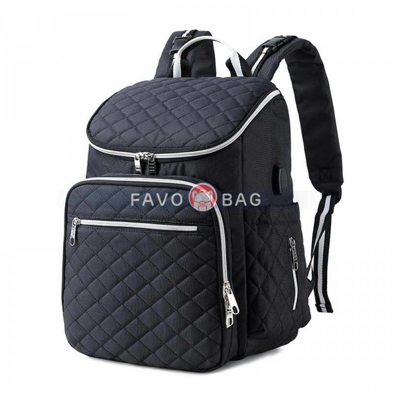 Diaper Bag Backpack Soft Multi-Function Baby Travel Bag with Changing Pad & Packing Cubes