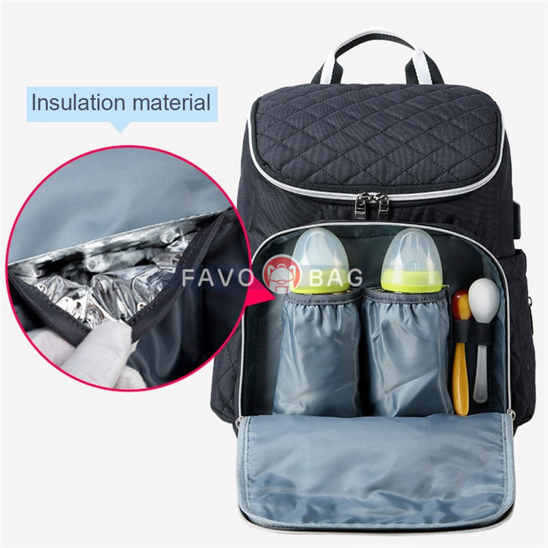 Diaper Bag Backpack Soft Multi-Function Baby Travel Bag with Changing Pad & Packing Cubes