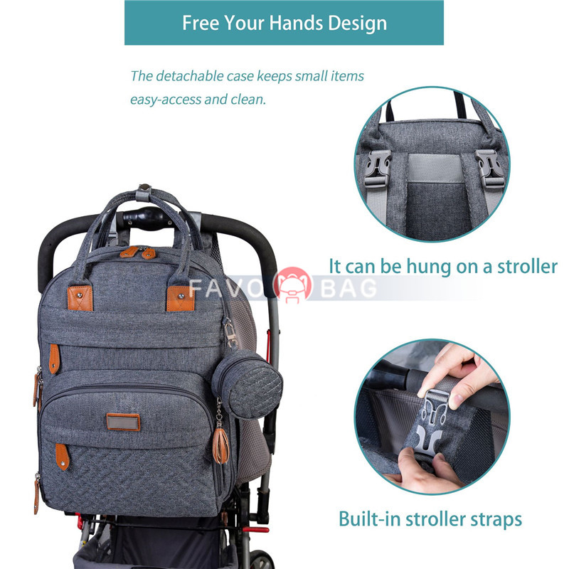 Baby Nappy Changing Bags Multifunction Waterproof Travel Back Pack with Changing Pad & Stroller Straps & Pacifier Case
