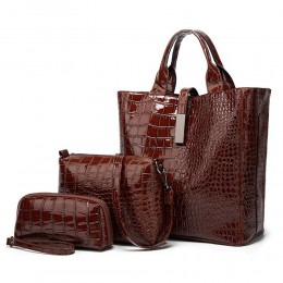 Women’s Tote Top Handle Handbags Crocodile Pattern Leather Cross-body Purse Shoulder Bags