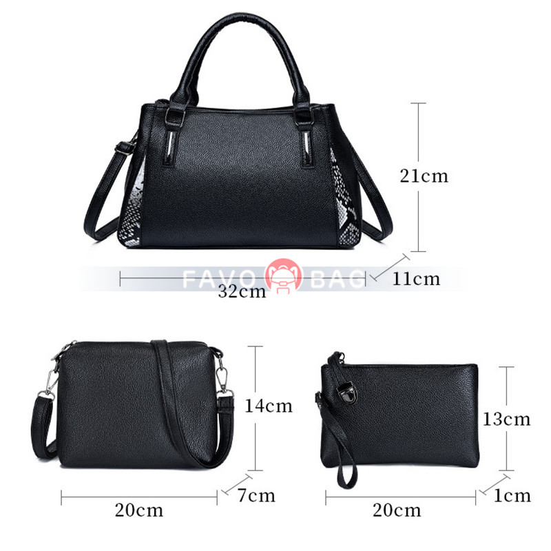 Women Commute Handbag Set with Tote Bag Wallet in Black/Red/Blue/White