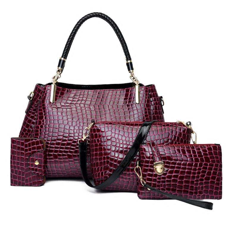 4 Pcs Women Handbags Tote Bag Shoulder Bag Top Handle Satchel Purse Set