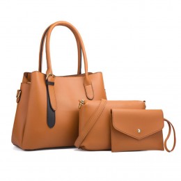 Women's Bags PU Leather Shoulder Strap Bag Set 3 Pcs Purse