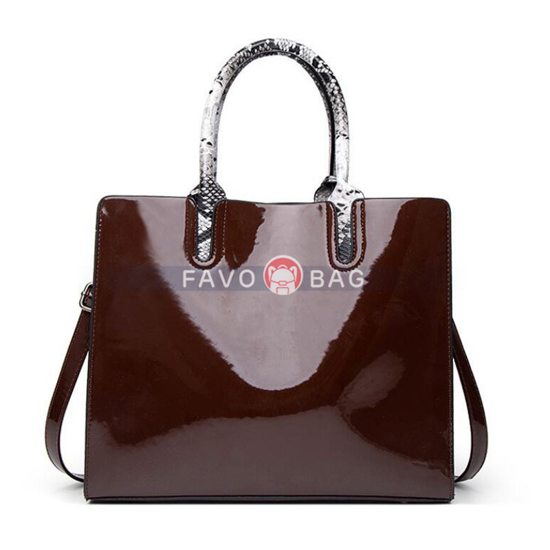 Genuine Leather Handbags for Women Snake Skin Pattern Top-handle Bag Tote Bag Wallet