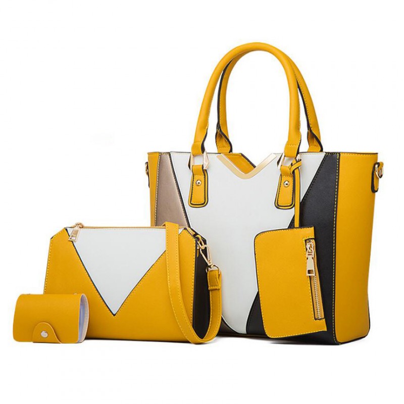 Ladies' Synthetic Leather Handbags Tote Bag Shoulder Bag Top Handle Satchel Purse Set 4pcs