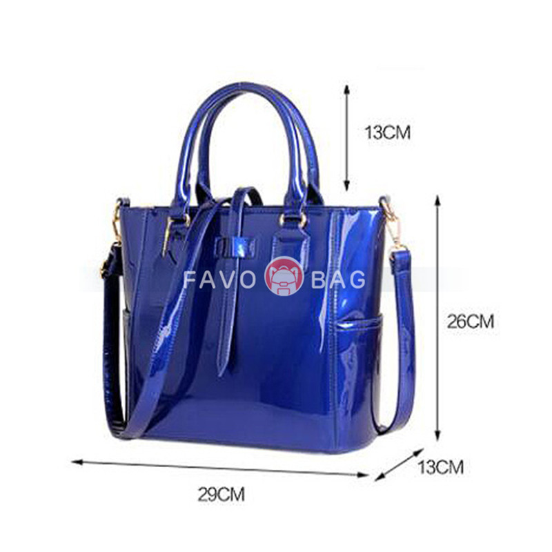 Women's 3pcs Handbags Patent Leather Shoulder Bag Large Capacity Tote Bag