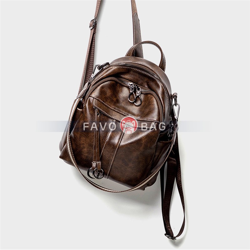 Multipurpose PU Backpack for Women Leisure One-shoulder Bag Handbag