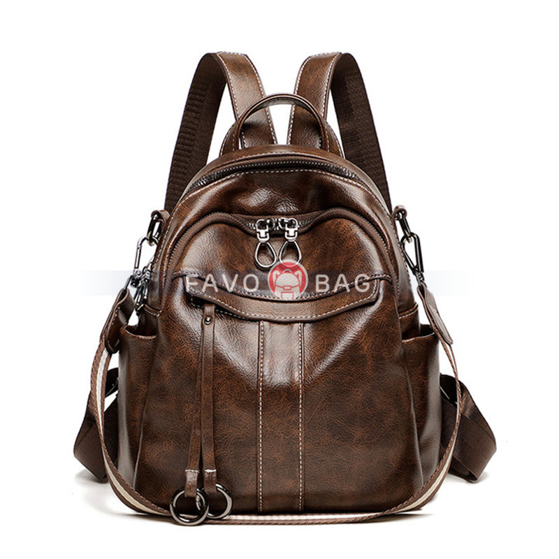 Multipurpose PU Backpack for Women Leisure One-shoulder Bag Handbag