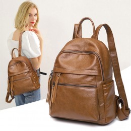 Large Capacity Women PU Leather Backpack Soft Anti-theft Travel Shoulder Bag Handbag