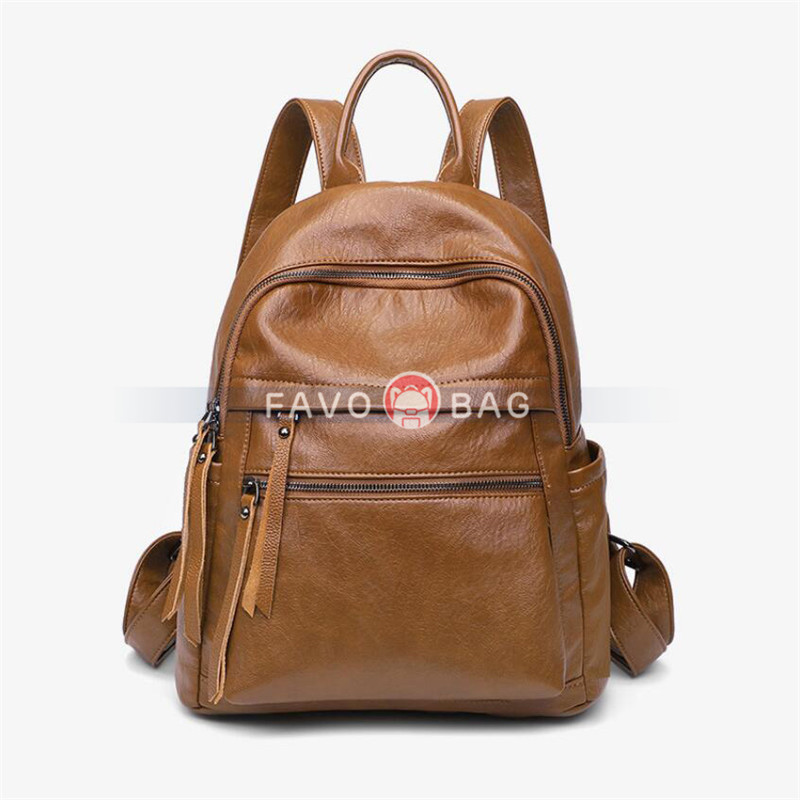 Large Capacity Women PU Leather Backpack Soft Anti-theft Travel Shoulder Bag Handbag
