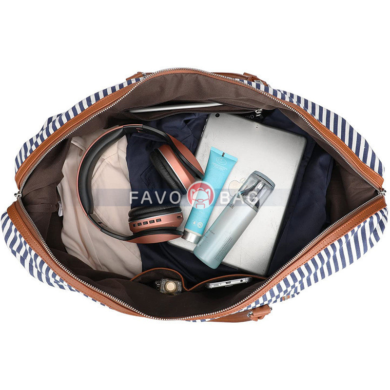 Women Travel Duffel Weekender Shoulder Tote Bag Canvas PU Leather