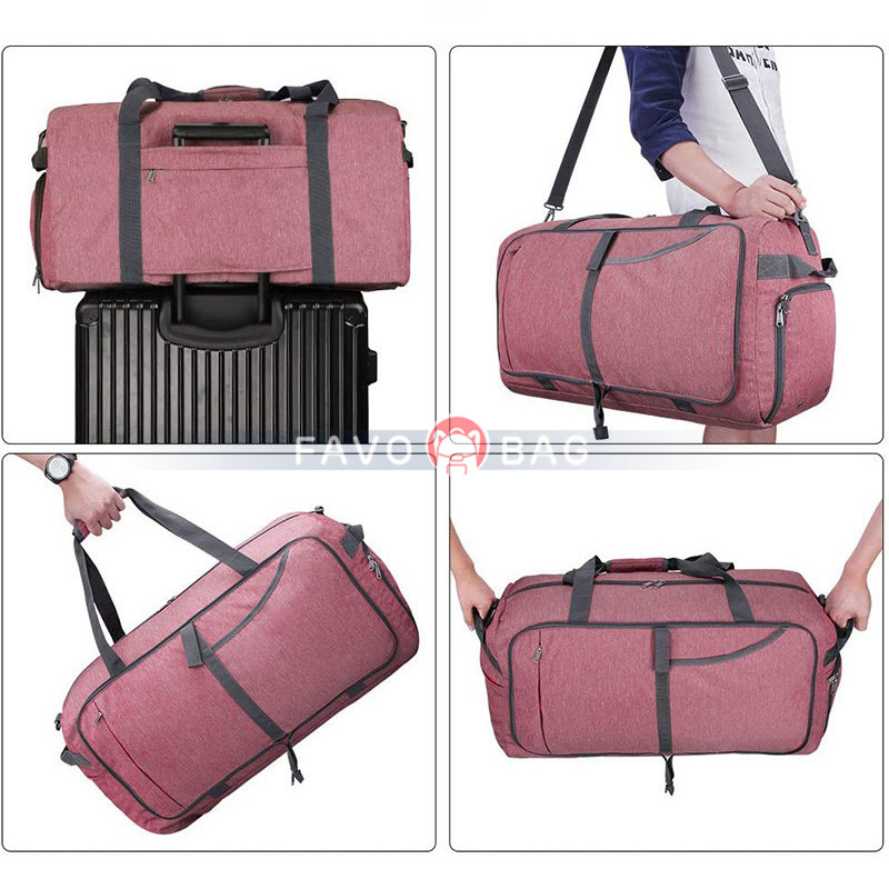 Foldable Weekender Bag with Shoes Compartment for Men Women Water-proof & Tear Resistant